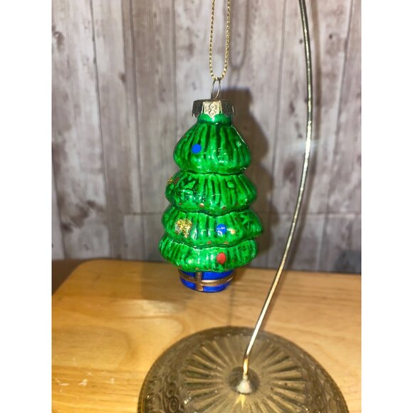 Vintage Blown Glass Christmas Tree Ornament With Red & Blue Accents - Picture 4 of 7